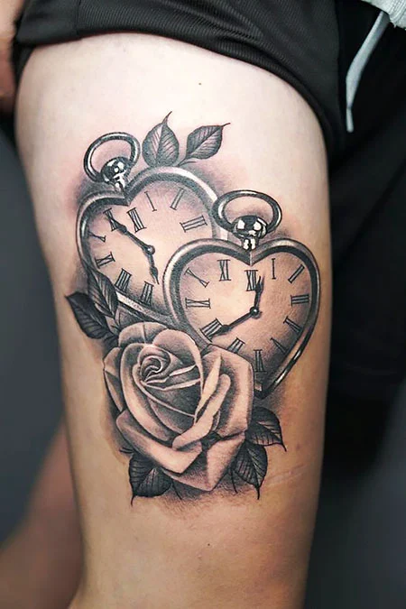 Tatuaje del reloj del corazon