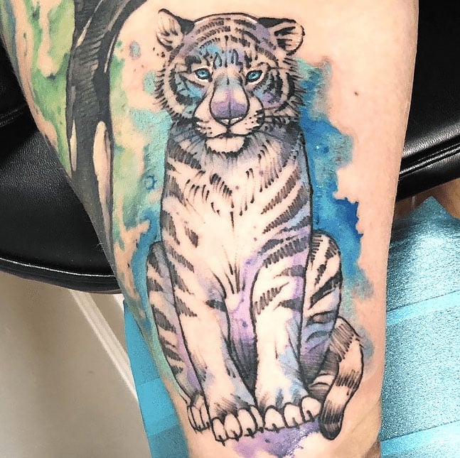Tatuaje de acuarela de tigre