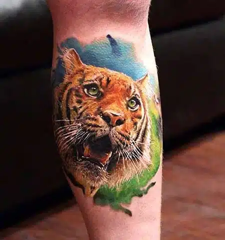 Tatuaje de acuarela de tigre