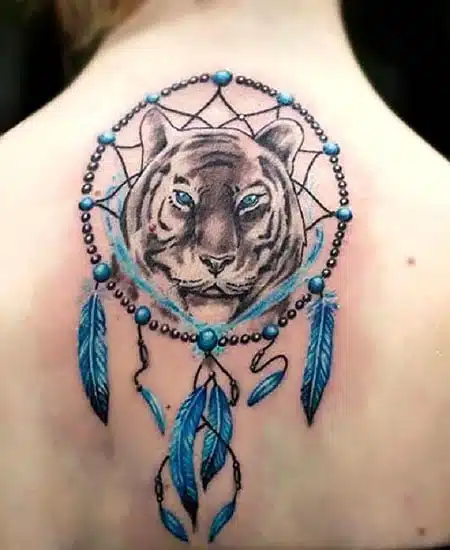 Tatuaje de atrapasuenos de tigre