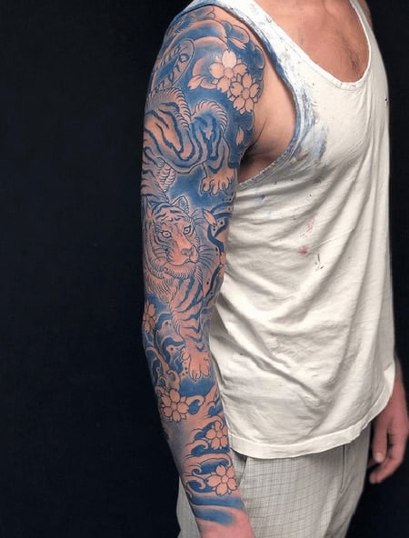 Tatuaje de manga de tigre