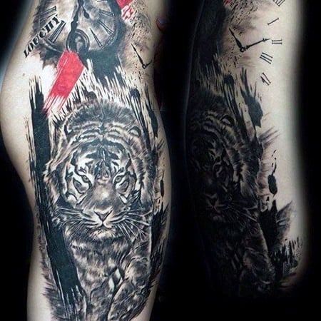 Tatuaje de reloj de tigre