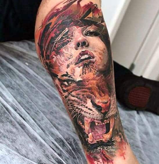 Tatuaje de retrato de tigre