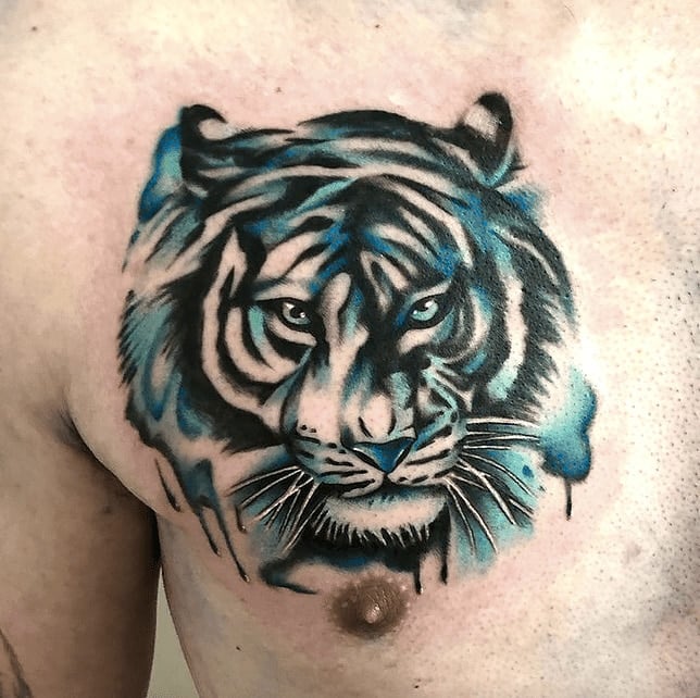 Tatuaje de tigre azul