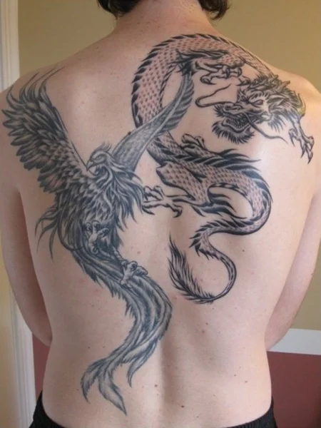 Tatuaje de dragon y fenix