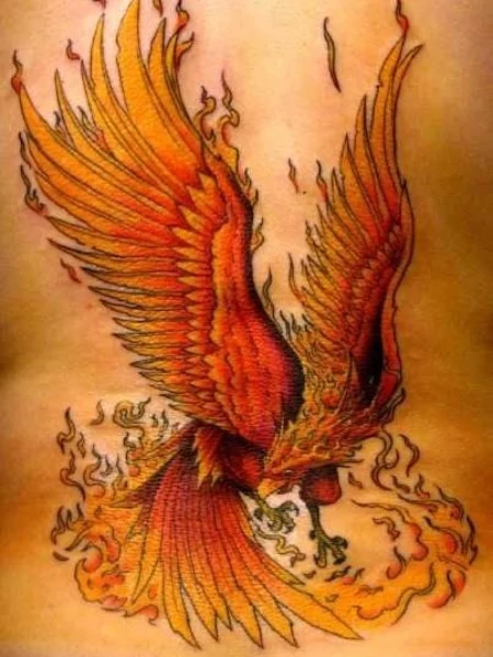 Tatuaje de fenix de fuego