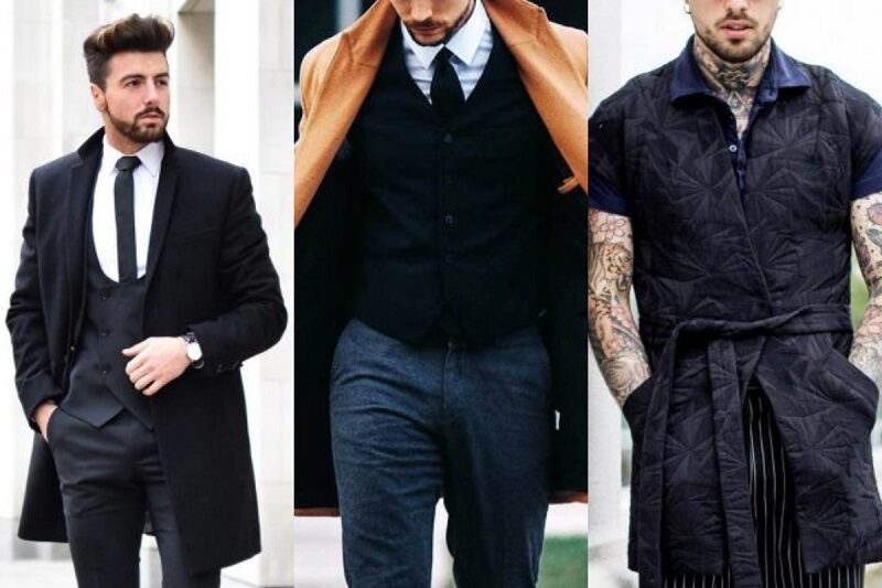 Outfits con chaleco negro para hombre